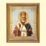 El icono "Nikolay Chudotvorets" el marco de madera, la estampacion doble, bajo el cristal, 13 x 15 c