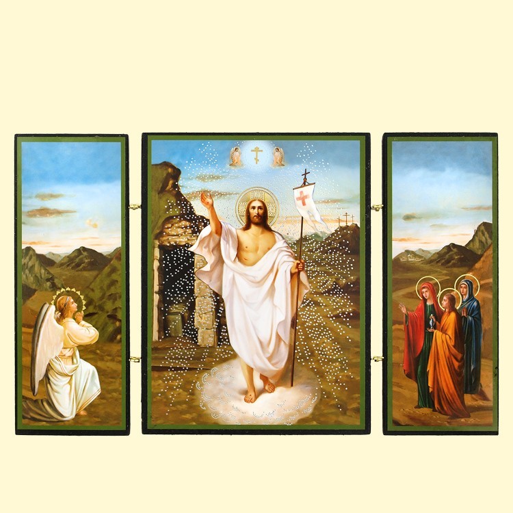 El icono-skladen "el Domingo de Jesucristo" triple, 12x20 cm, la estampacion doble
