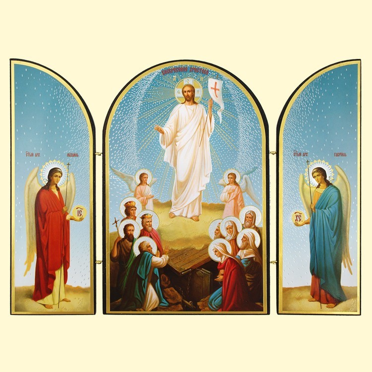El icono-skladen "el Domingo de Jesucristo" triple, 18x24 cm, la estampacion doble