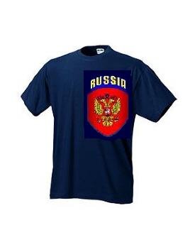 060-3 Camiseta masculina estampada Brasão da Rússia (cor: azul escuro; tamanho: M,)