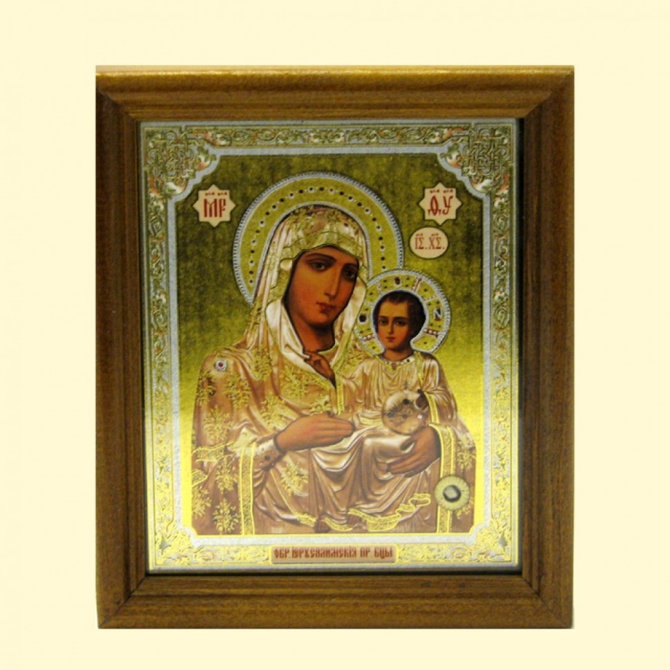 El icono el marco "De Jerusalen" de madera, la estampacion doble, 13 x 15 cm