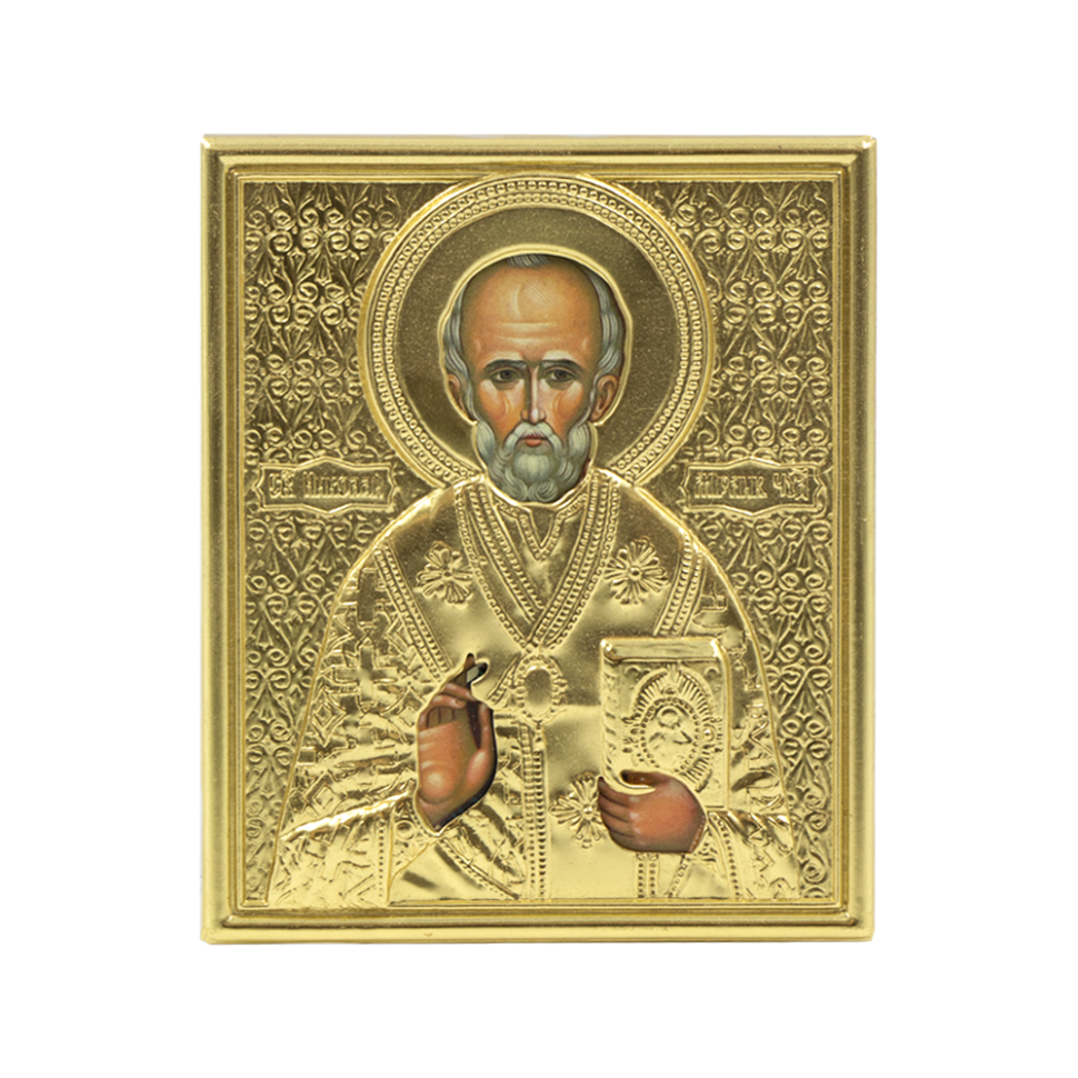 El icono "Nikolay Chudotvorets" en la casulla, 9 x 11 cm
