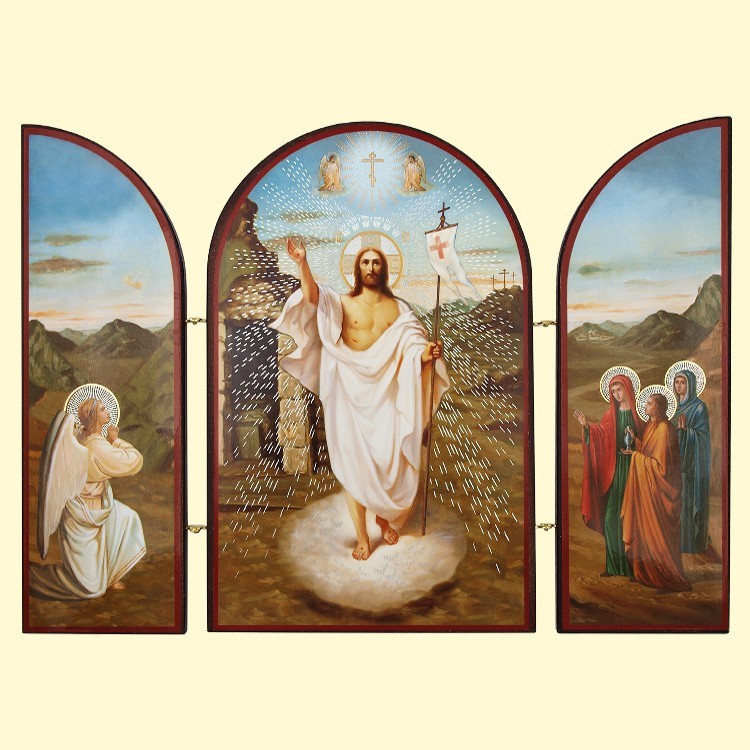 El icono-skladen "el Domingo de Jesucristo" triple, 18x24 cm, la estampacion doble