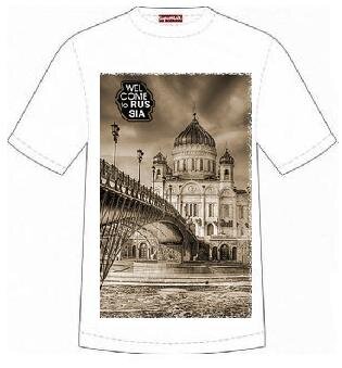 087 Camiseta original de hombre Welcome to Russia - Bienvenidos a Rusia (color blanco; L)