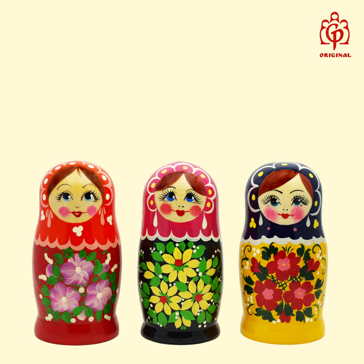 Bonecas russas Matrioshka "Rossiyanochka" 5 peças, 13 cm (altura)