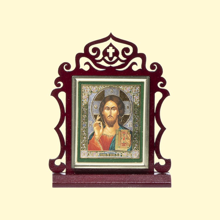 El icono de mesa "el Salvador" 10x13 cm, la estampacion doble, el arbol, (4x7cm)