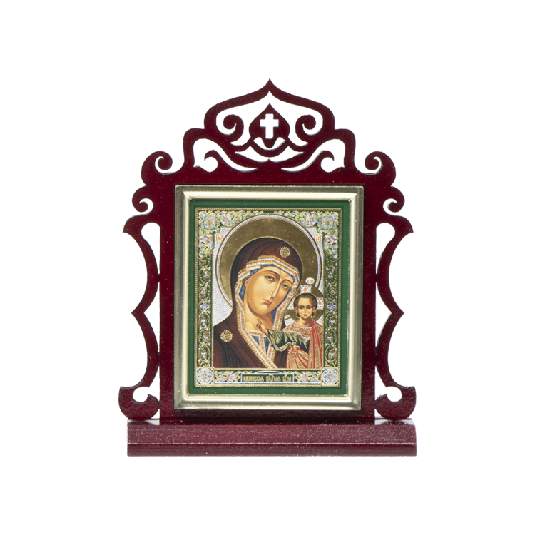 El icono La "de Kazan" de mesa 10x13 cm, la estampacion doble, el arbol, (4x7cm)