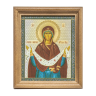 El icono "el Manto Presvyatoy de la Madre de Dios" el marco de madera, la estampacion doble, bajo el