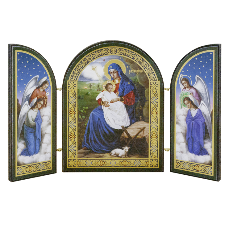 El icono-skladen "la Navidad de Jesucristo" Nr 4, triple, 9 x 12 cm